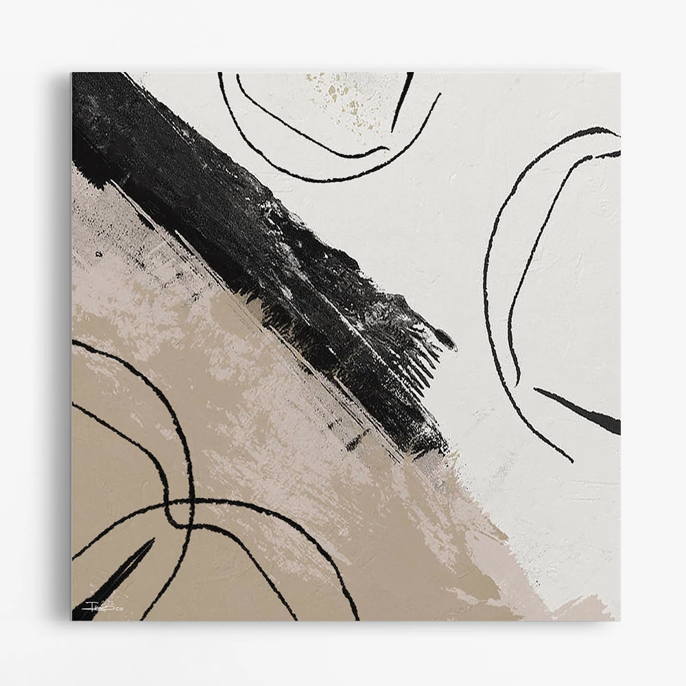 תמונה לפינת אוכל אבסטרקט מינימליסטי ציור בסגנון אבסטרקט עדין - דגם alvtm46p2539 בגווני חום