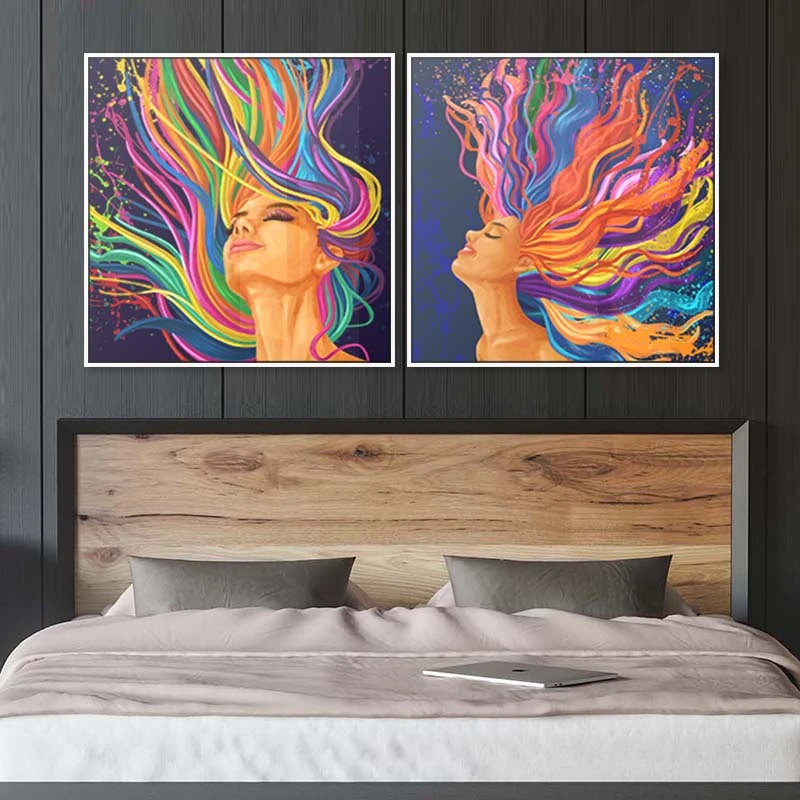 2 תמונות קנבס צבעוניות לחדר שינה ילדה בלתי ניתנת להשוואה תמונות מחולקות פופארט - דגם 135282