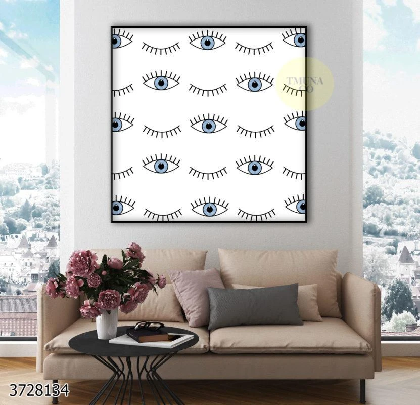 עיני תכלת - תמונה טרנדית עם הדפסה על קנבס לחדר שינה סלון או קליניקה דגם 3728134