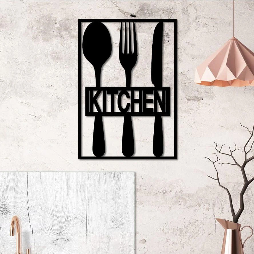 תמונה מינימליסטית למטבח ולפינת אוכל - KITCHEN תמונה בחיתוך בלייזר דגם m122