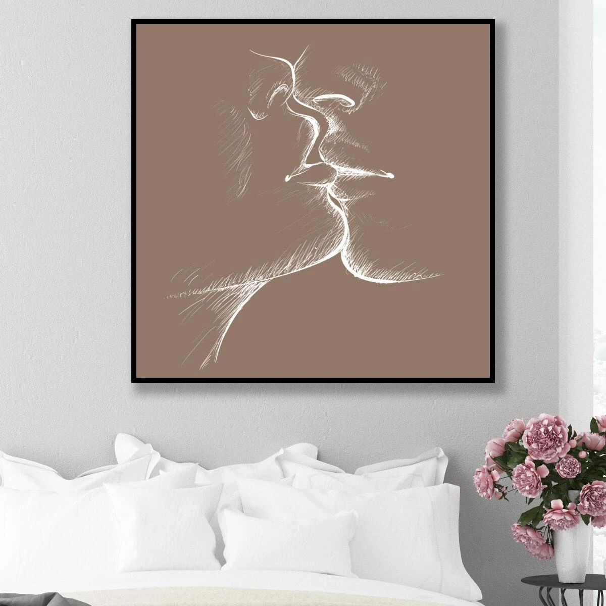 רגעי תשוקה - תמונה מודרנית על קנבס או זכוכית זוגיות ואהבה לחדר שינה דגם 3728545