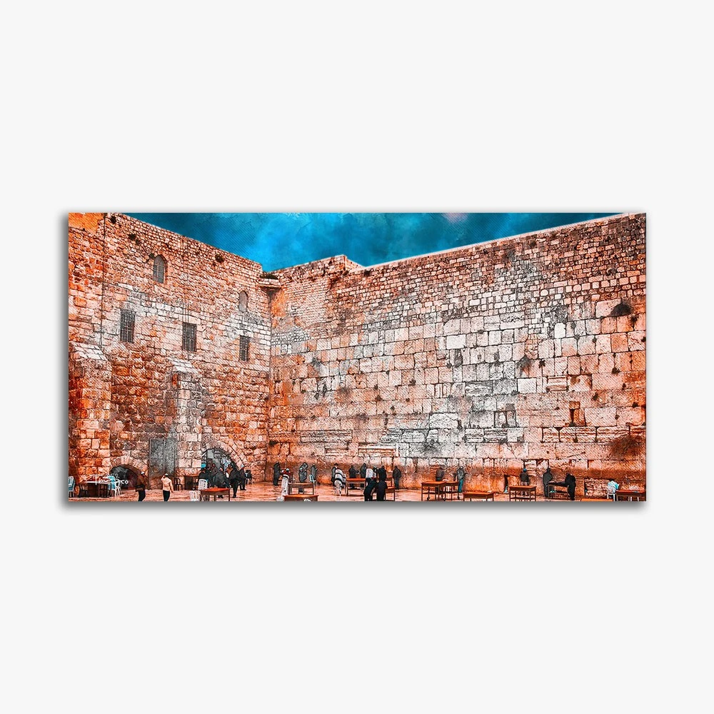 תמונת ירושלים לפינת אוכל הכותל שמים כחולים הדפסה על קנבס דת ויהדות - דגם alvtm46p2658