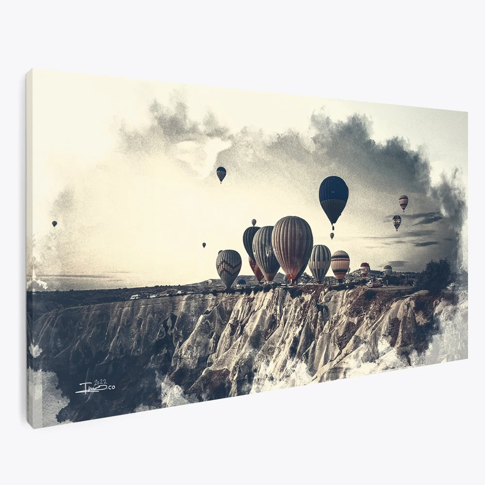 תמונ קנבס צבעונית לחדר שינה בלון אוויר חם xiii ציור בסגנון טבע ונופים - דגם 135735