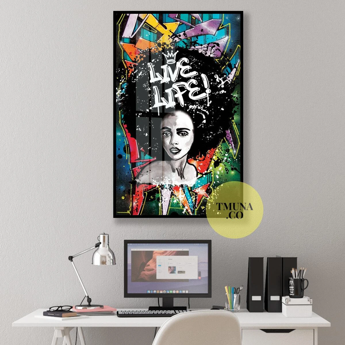 אמנות רחוב - תמונה צבעונית של נערה גרפיטי לחדר שינה נוער או לסטודיו מעוצב על קנבס או זכוכית דגם 134939