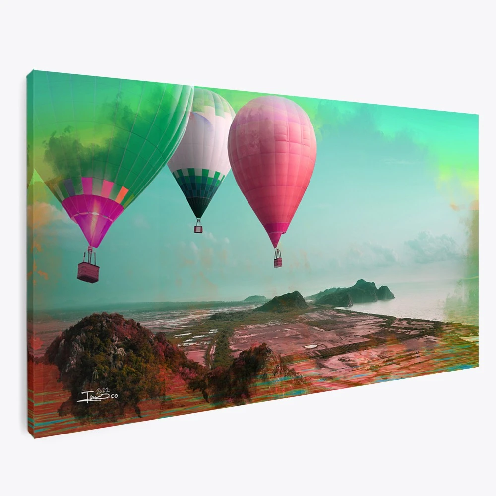 תמונה צבעונית למשרד כדור פורח ציור בסגנון טבע ונופים - דגם 135721