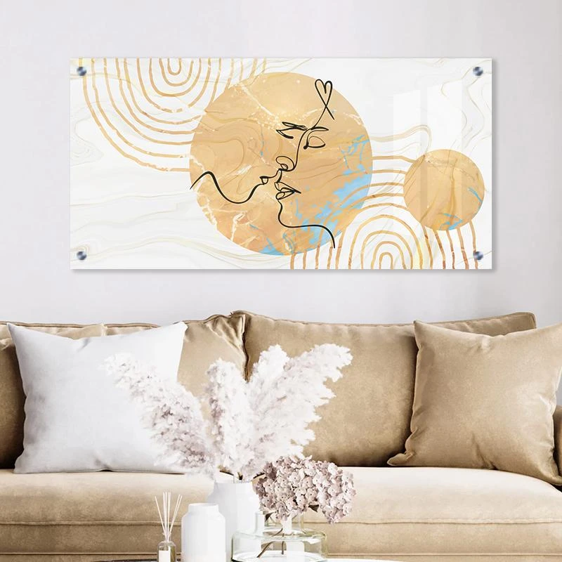 תמונת זכוכית זוגית בגוונים בהירים לתלייה בחדר שינה או בסלון - אחרי שנפלנו דגם  135335