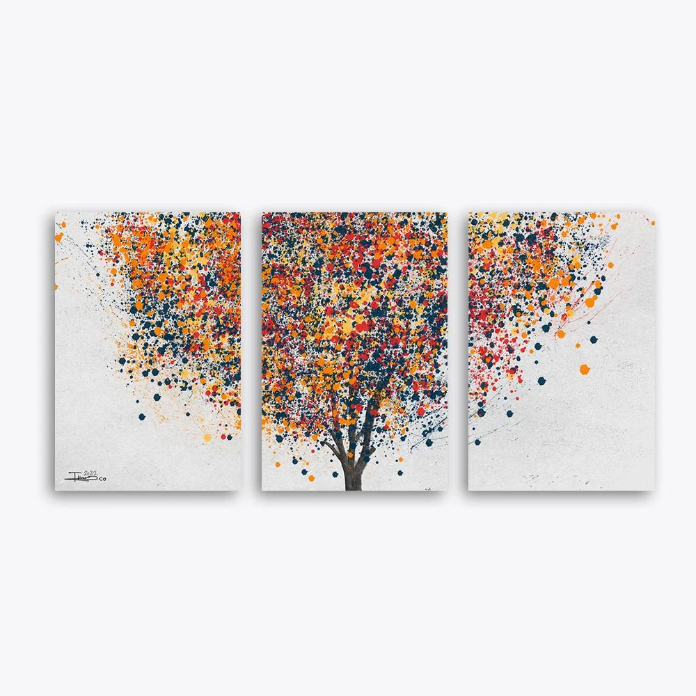 סדרה חדשה סט 3 תמונות קנבס לסלון ארץ ישראל היפה תמונת קנבס בנושא פרחים ועלים, ציורים - דגם alvtm46p2401