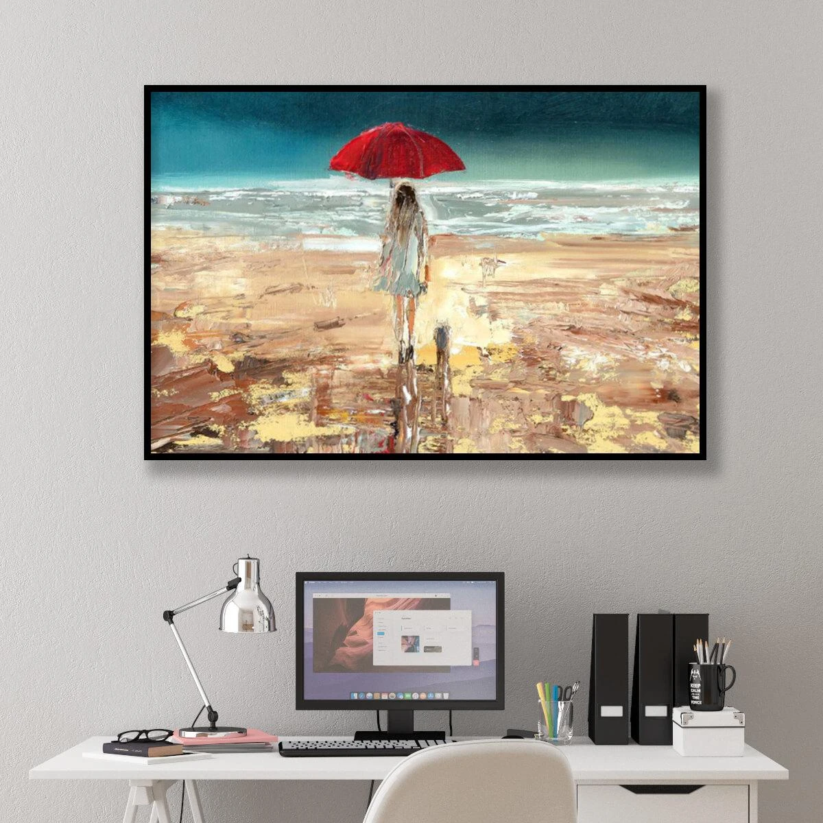 מטרייה אדומה - ציורים על קנבס לסלון לחדר שינה דגם 3728413