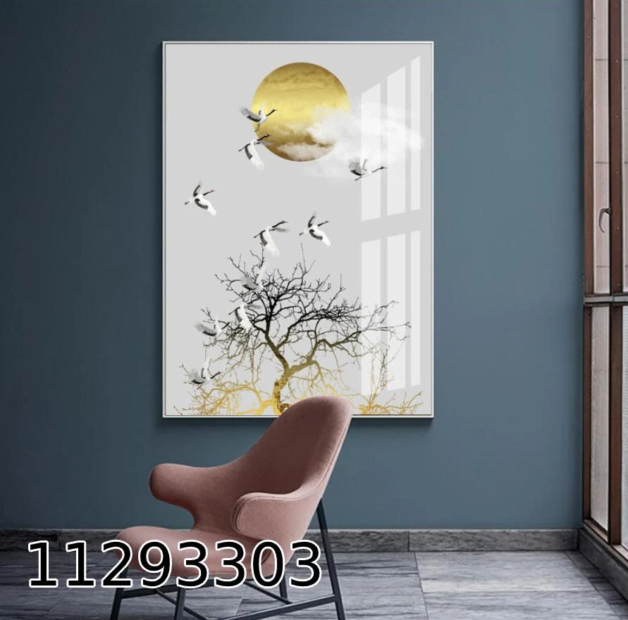 פול מון גולד - תמונה למשרד בגווני לבן וזהב מק"ט 11293303