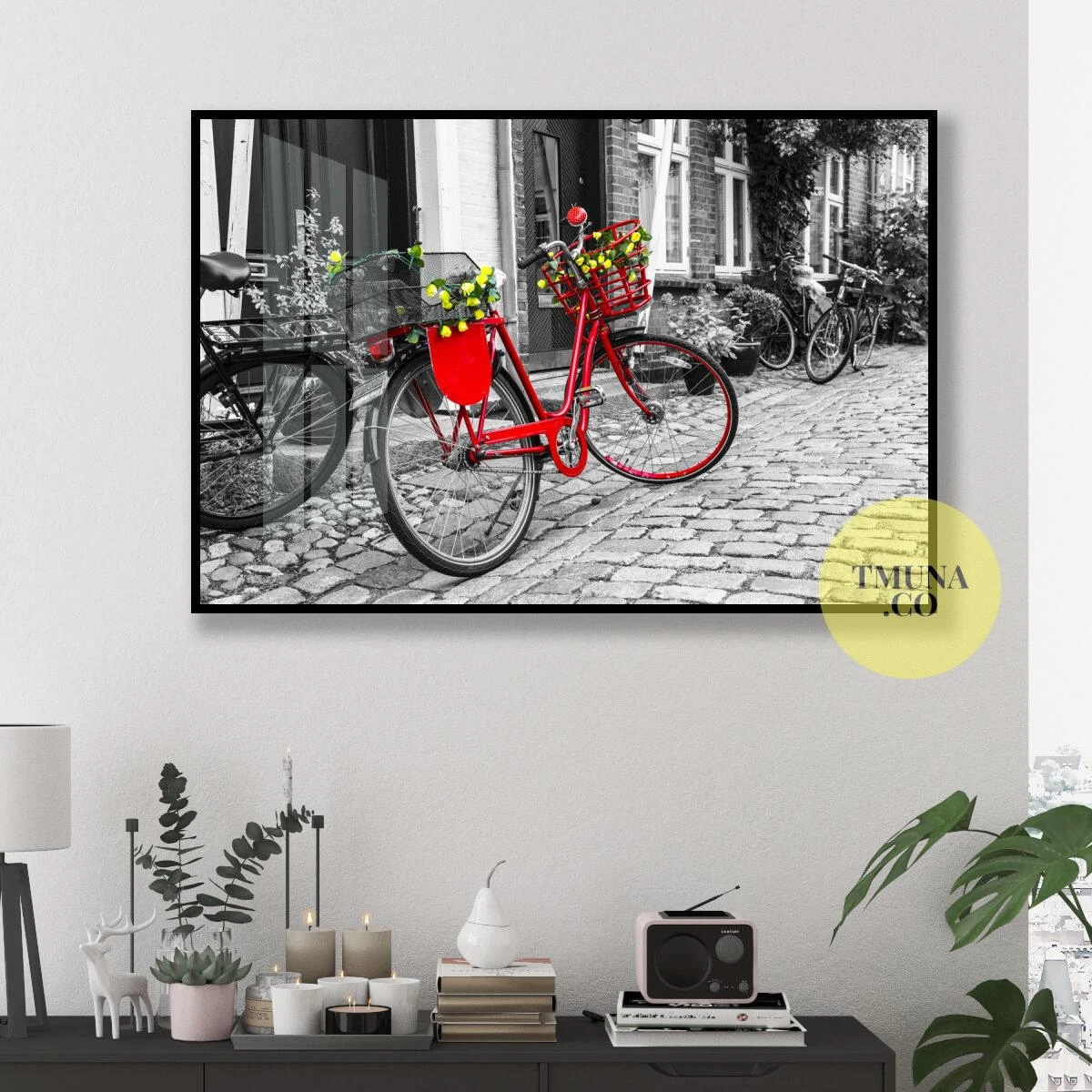 אופנים עם פרחים בדנמרק - תמונה בחלק אחד או שני חלקים לסלון או למשרדי תיירות דגם 3728679