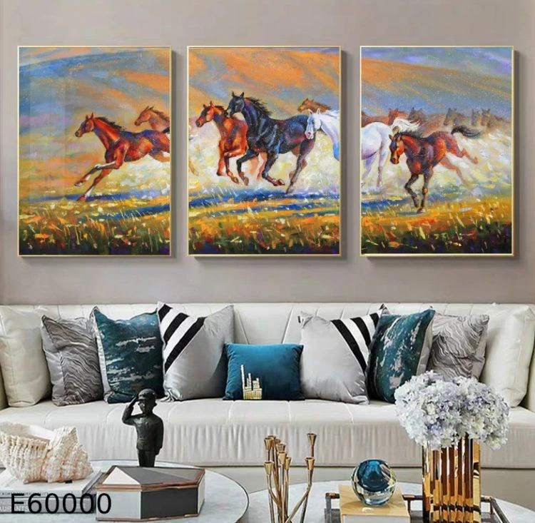 פארק הסוסים סט 3 תמונות מתוחות על פרופיל עץ E60000