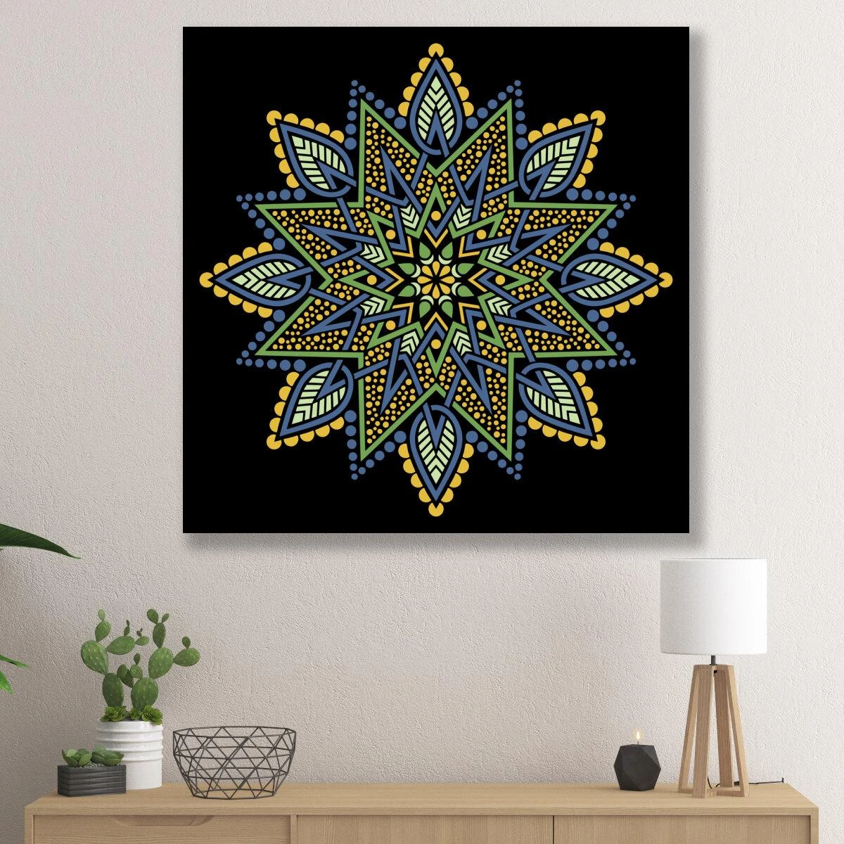 מנדלה בצבעים - תמונות זכוכית או קנבס של מנדלות לכניסה לבית או למטבח דגם 3728354