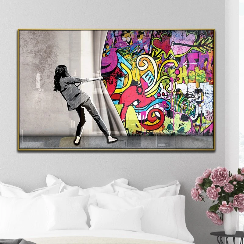 תמונה לחדר שינה זרימה ציור בסגנון פופ ארט - דגם 134980M