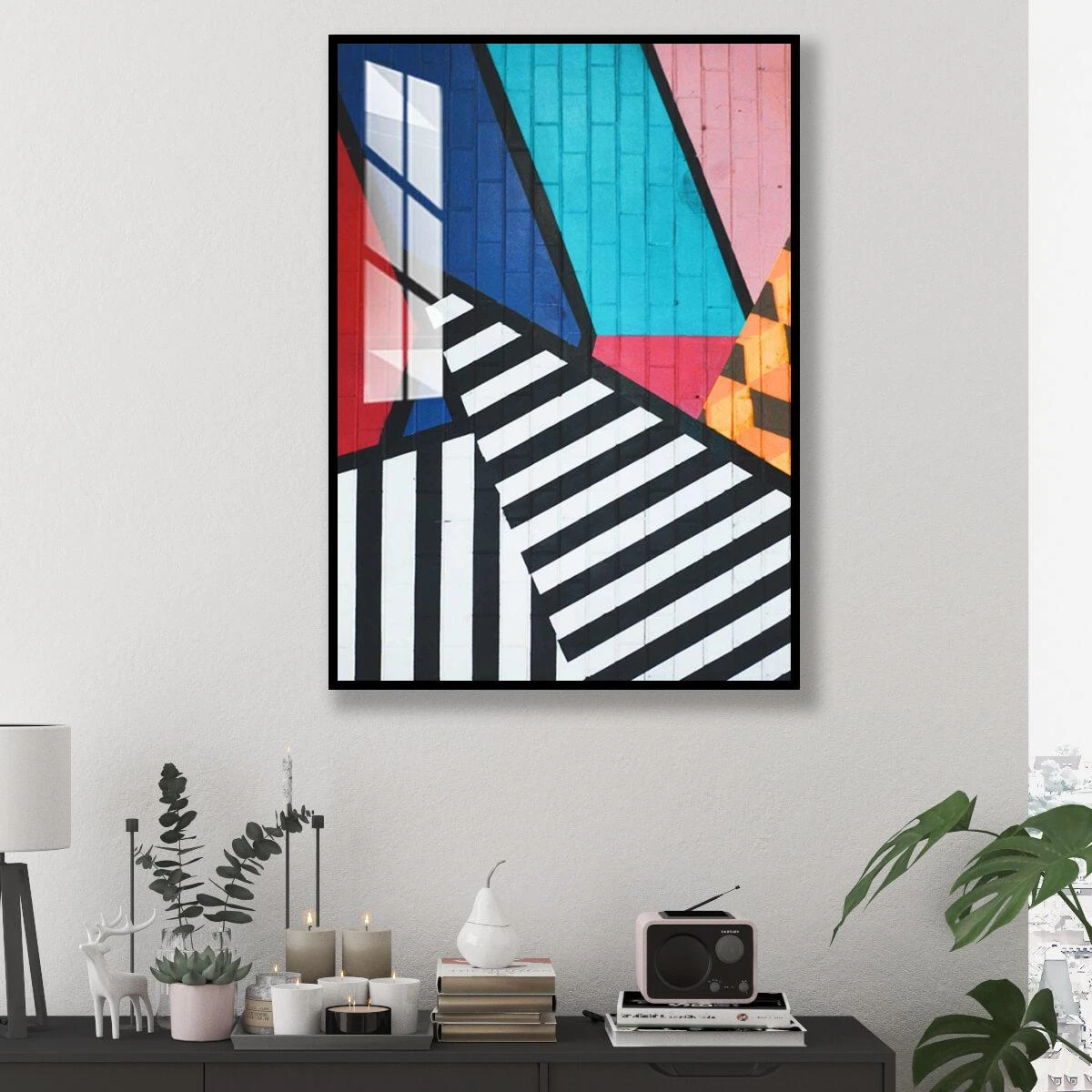 גיאומטרי וצבעוני - תמונה צבעונית מגניבה למשרדים מגניבים מעוצבים או לכניסה לבית דגם 3728446