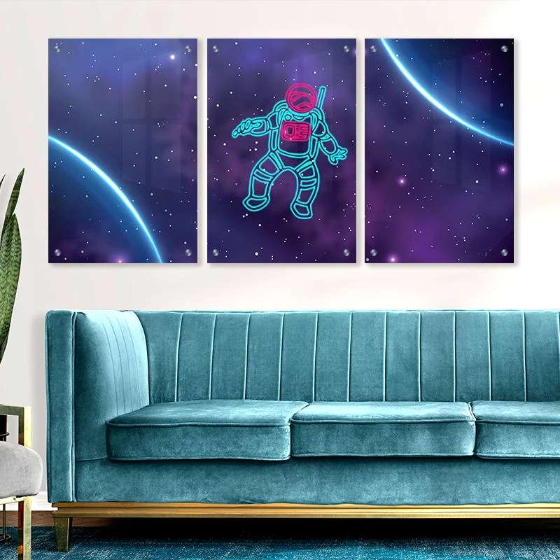 תמונות זכוכית בנושא חלל ספייס קאבויס בסגנון ניאון לתלייה בחדר נוער או במשרדים דגם 135206