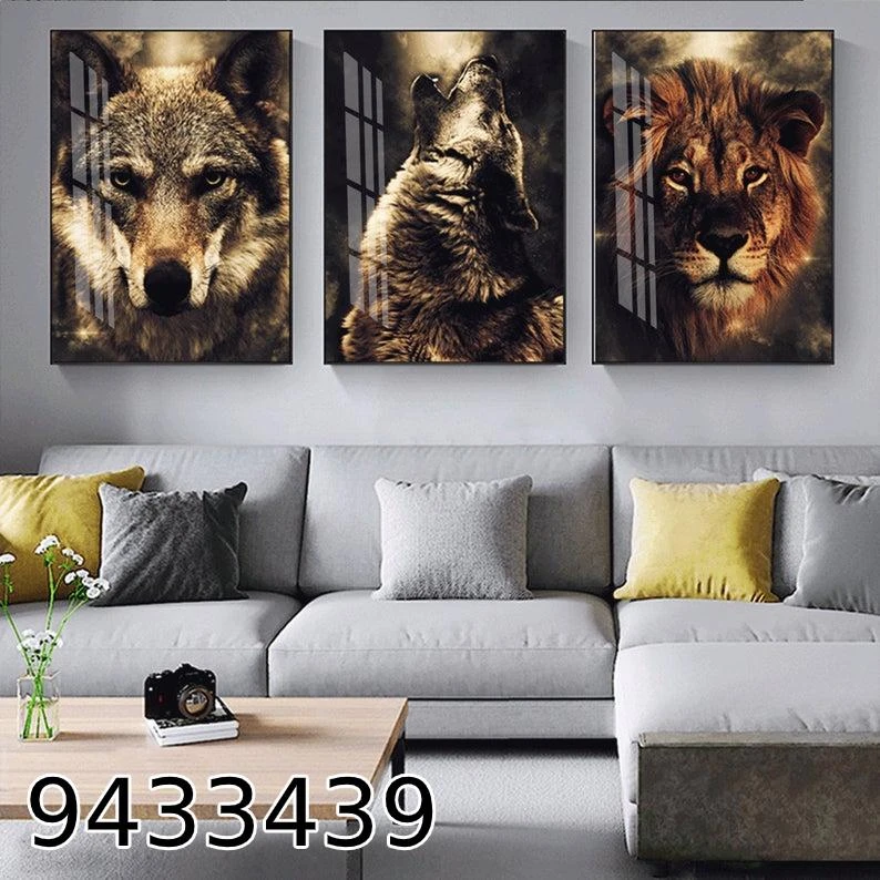 טריפל חיות פרא לתלייה בסלון ובחדר שינה דגם 9433439