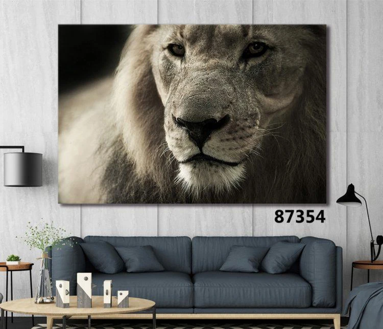 תמונה מעוצבת על קנבס אריה בשחור לבן למשרד לחדר שינה דגם 87354