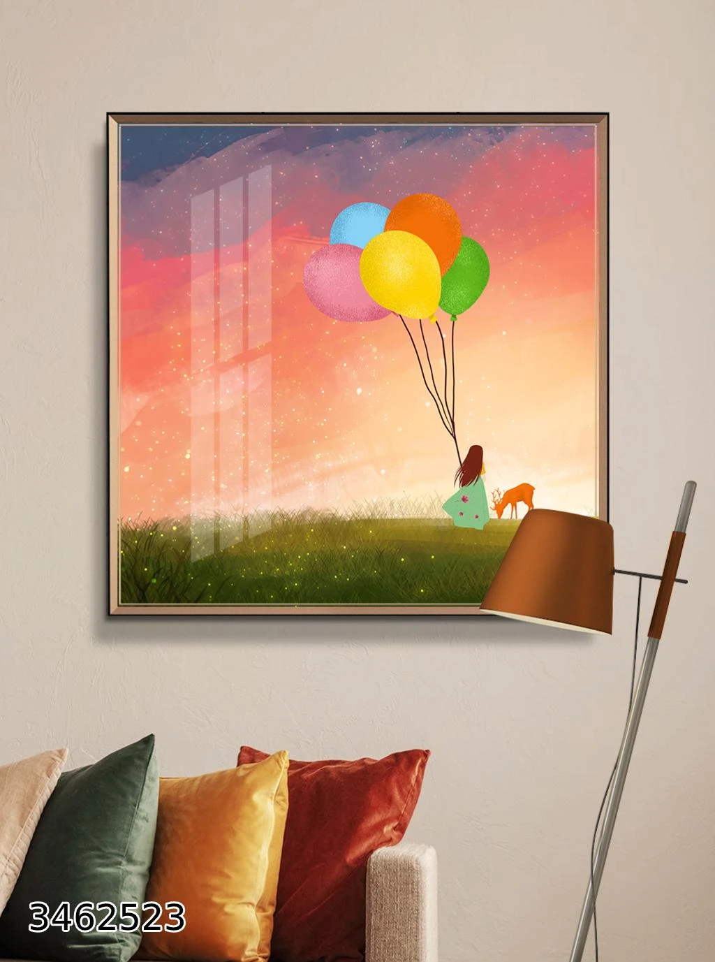 תמונת נוף ובלונים לחדר שינה ילדים דגם 3462523