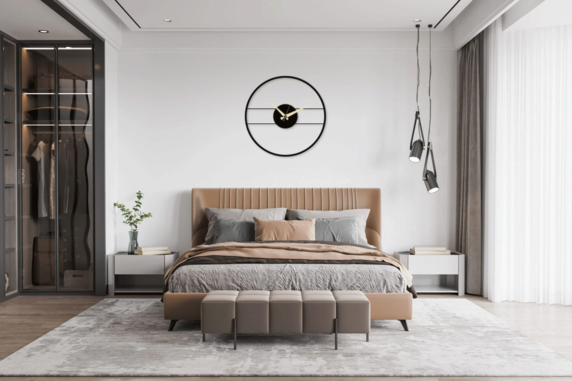 שעון קיר מתכת שעון מעגל VI Line Art דגם DS062462