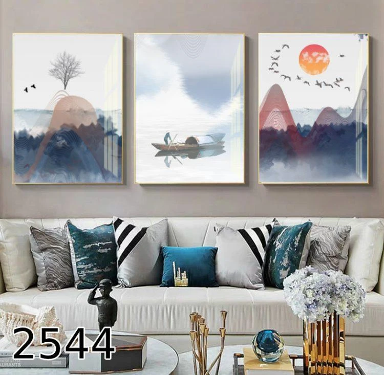 אבסטרקט נוף - סט 3 תמונות נוף מופשטות לסלון דגם 2544