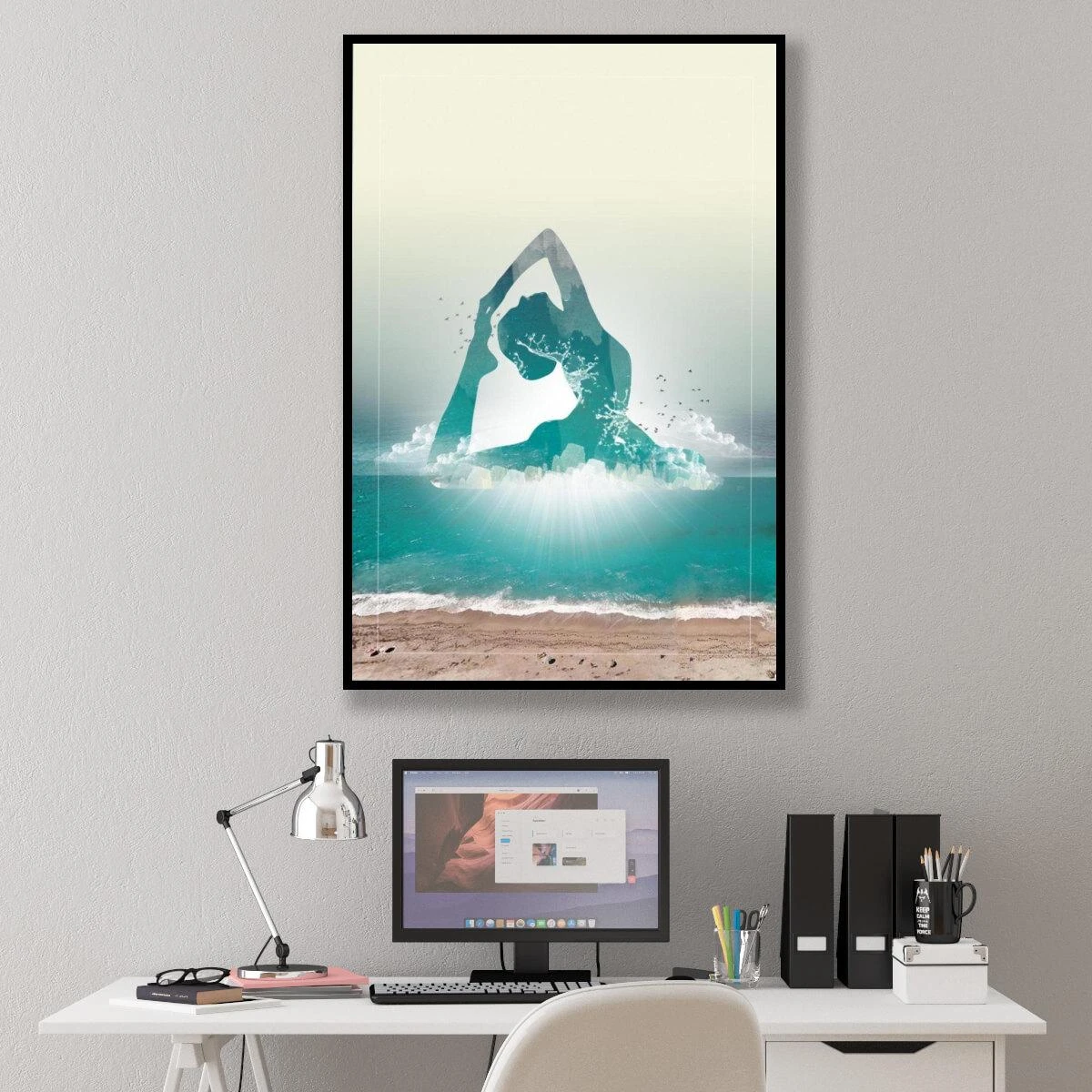 חיבור לגוף - תמונה של יוגה על ים תכלת לחדר שינה נוער בנות או לקליניקה דגם 3728495