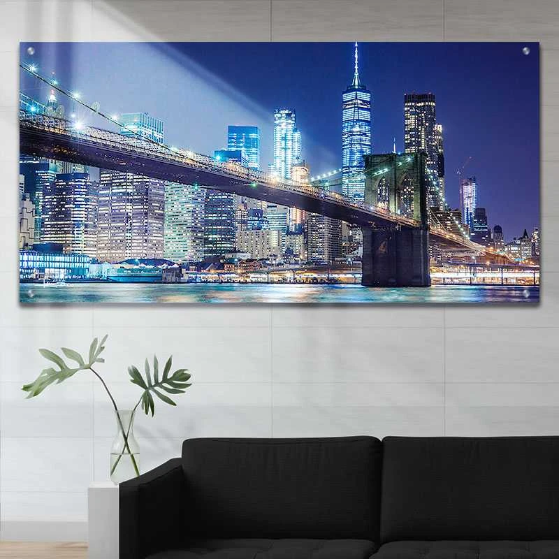 גשר ניו יורק תמונת זכוכית לסלון פראדה הדפסה על זכוכית ארכיטקטורה - דגם alvtm46p2708