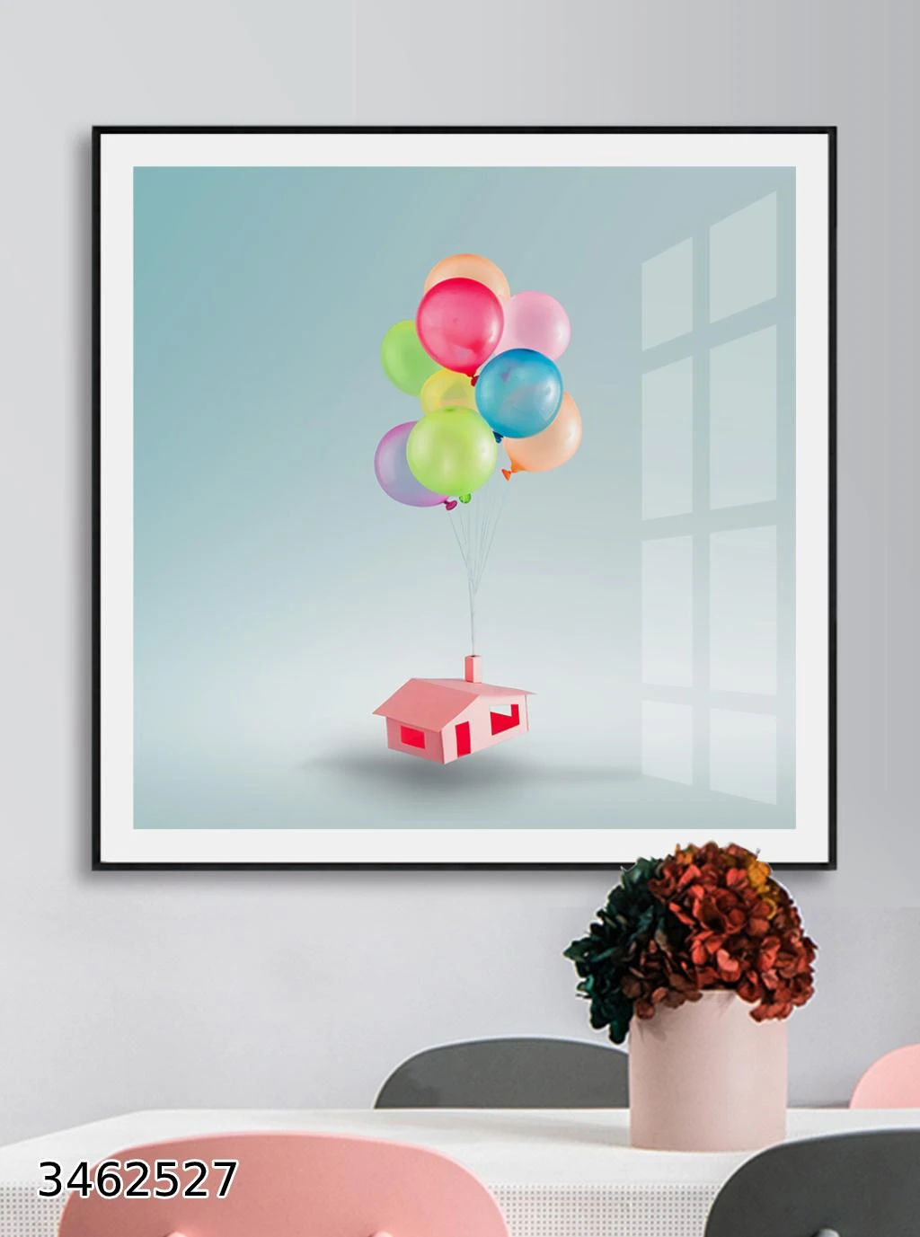 בלונים צבעוניים תמונה לחדר ילדים בסגנון מינימליסטי דגם 3462527