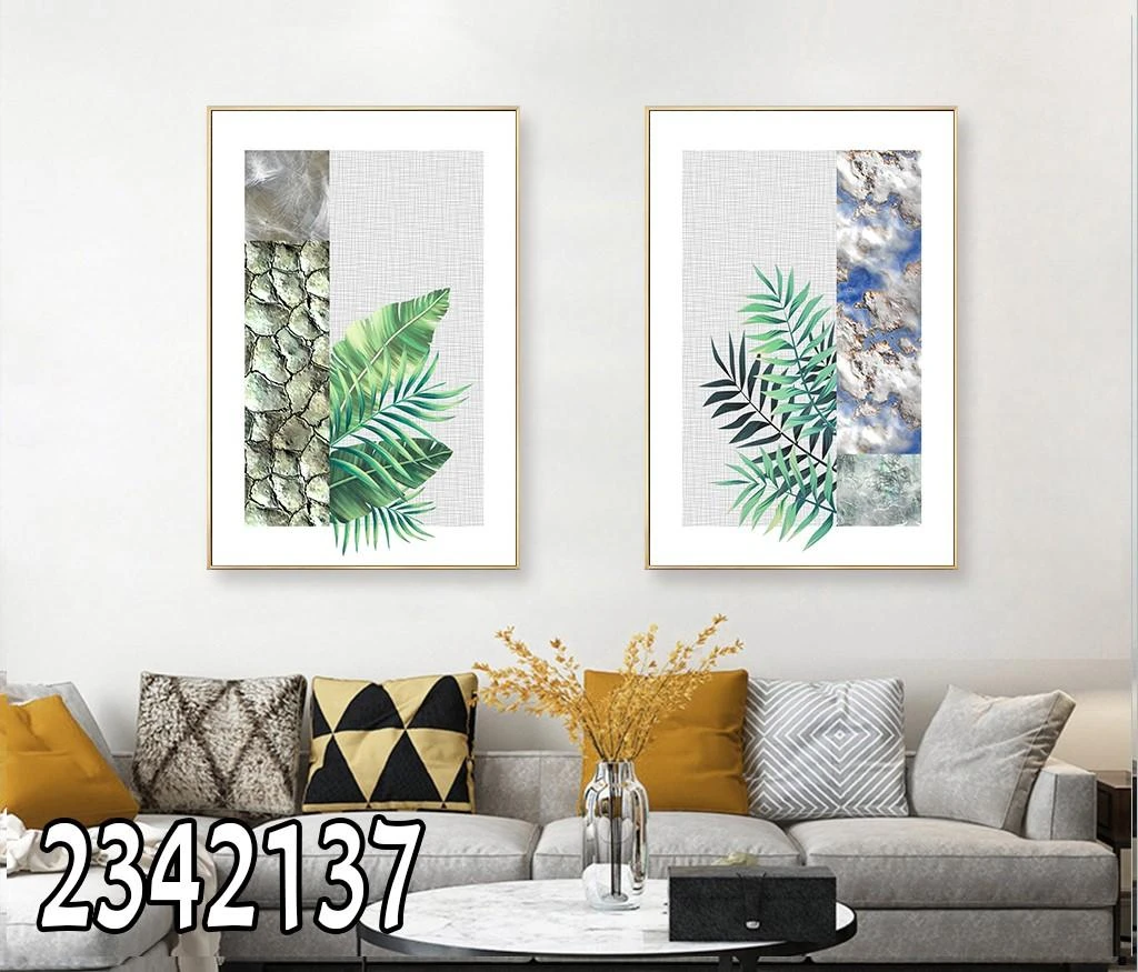 עלים ירוקים סט 2 תמונות קנבס לתלייה בפינת אוכל או במטבח מק"ט 2342137