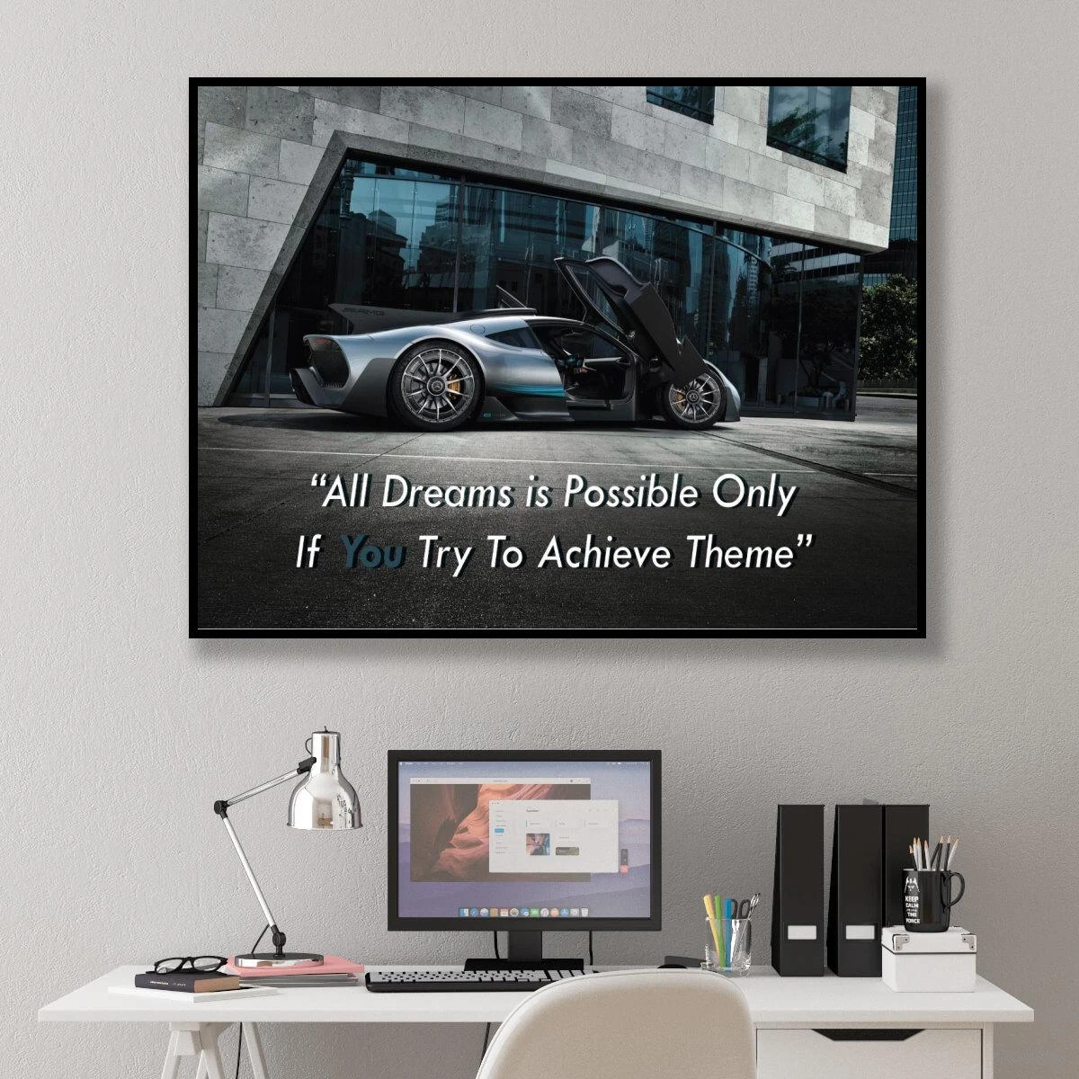 להשיג מטרות - תמונה של מכונית על קנבס או זכוכית לחדר שינה לחדר נוער או למשרד | תמונות השראה דגם S300