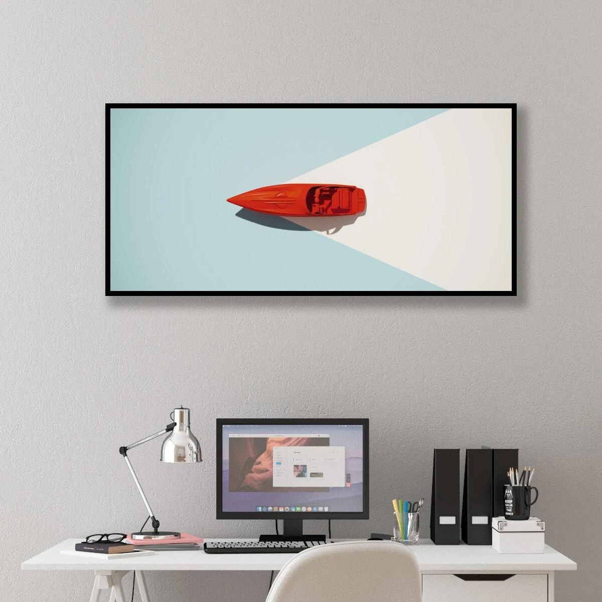 אנייה על רקע גיאומטרי תמונה למשרדים מעוצבים או לחדר שינה הדפסה על קנבס או זכוכית דגם 3728222