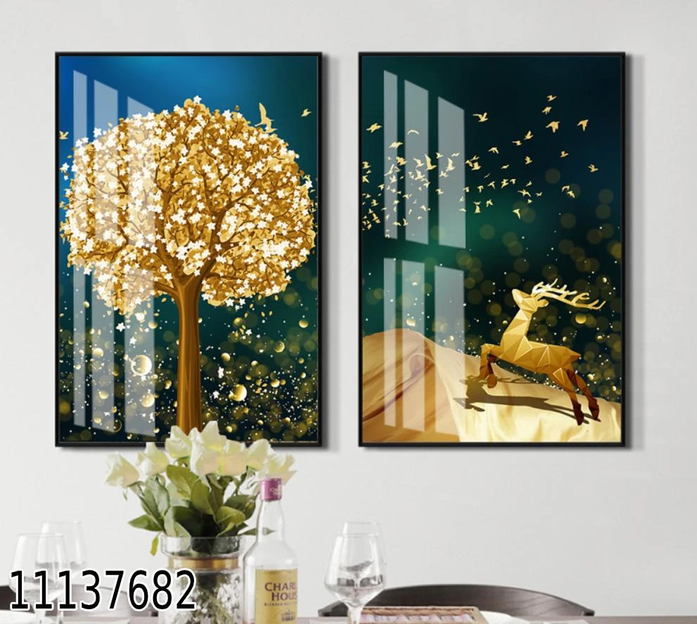 'עץ מוזהב' זוג תמונות קנבס לפינת אוכל מקט 11137682