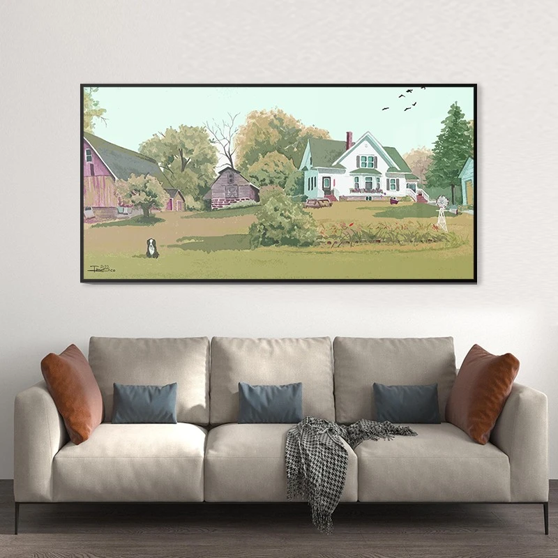 תמונה אופקית כפרית החיים מפעם לסלון תמונת קנבס רטרו - דגם 135408