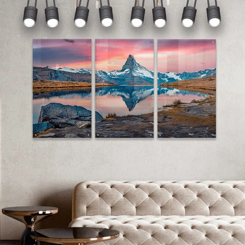 סט 3 תמונות זכוכית אי טרופי II ציור בסגנון טבע ונופים - דגם Gleotm23082213