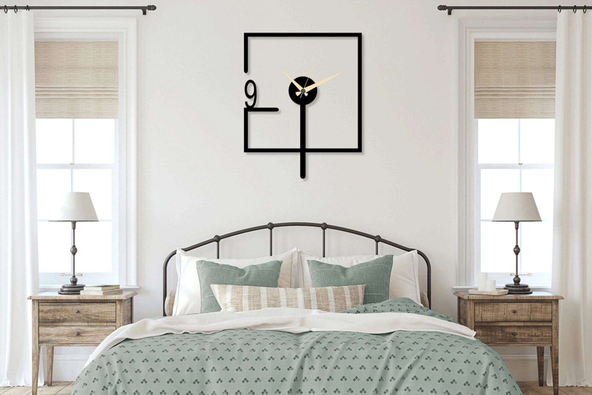 שעון קיר מתכת שעון מרובע III גיאומטריות, Line Art דגם DS062465