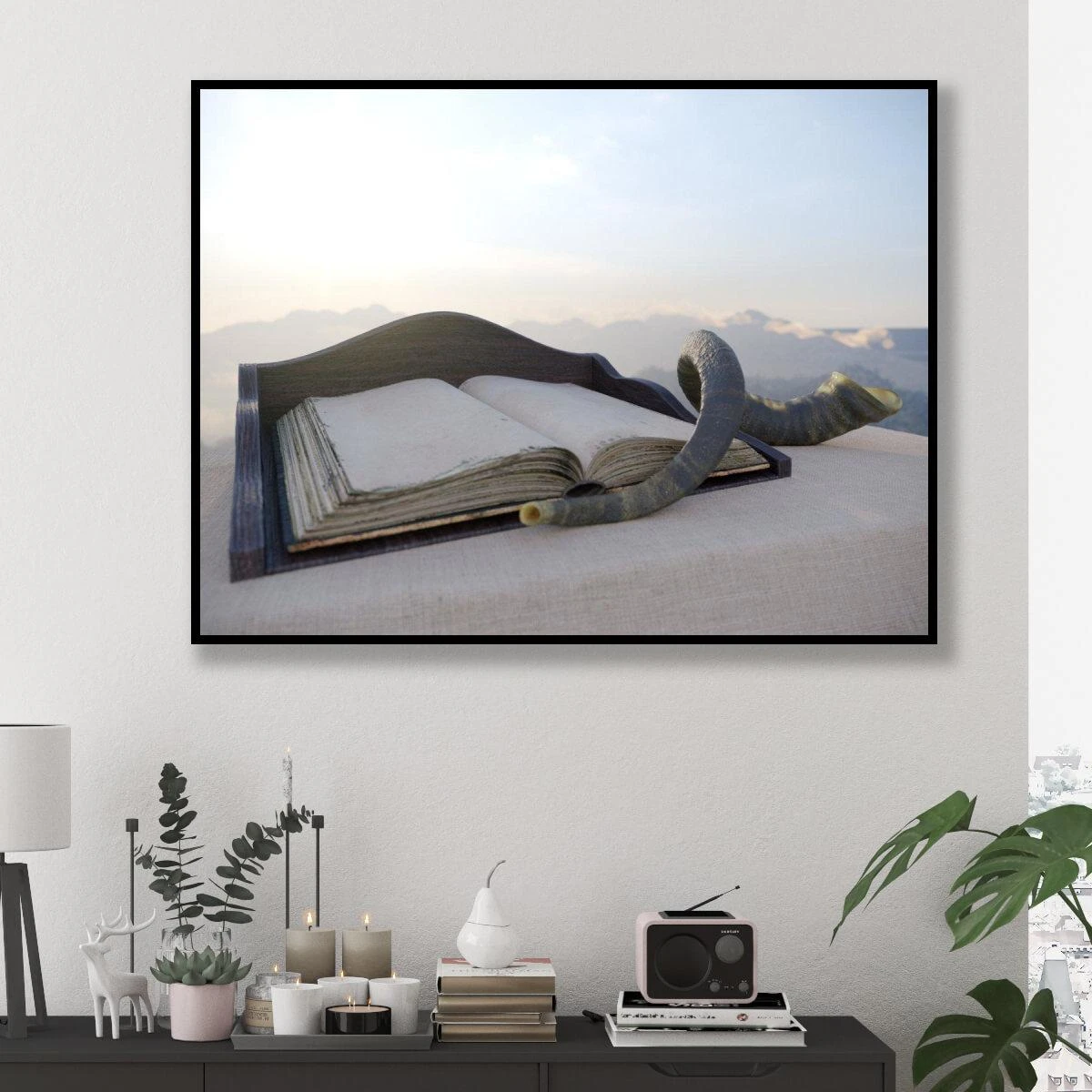 תפילה ושופר - תמונה יהודית על קנבס או זכוכית לסלון או למשרד דגם 3728196