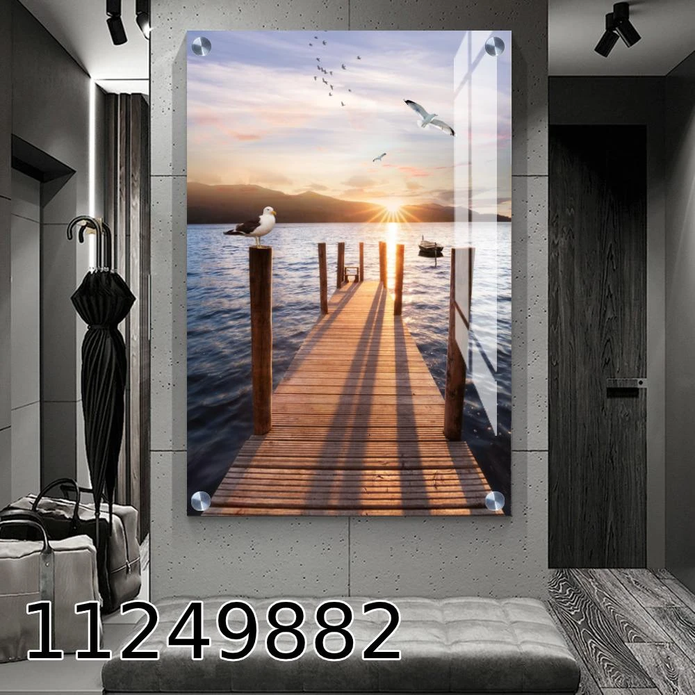 תמונות של נוף ים על זכוכית: 'שביל החופש' לסלון ללובי לכניסה לבית מק"ט 11249882