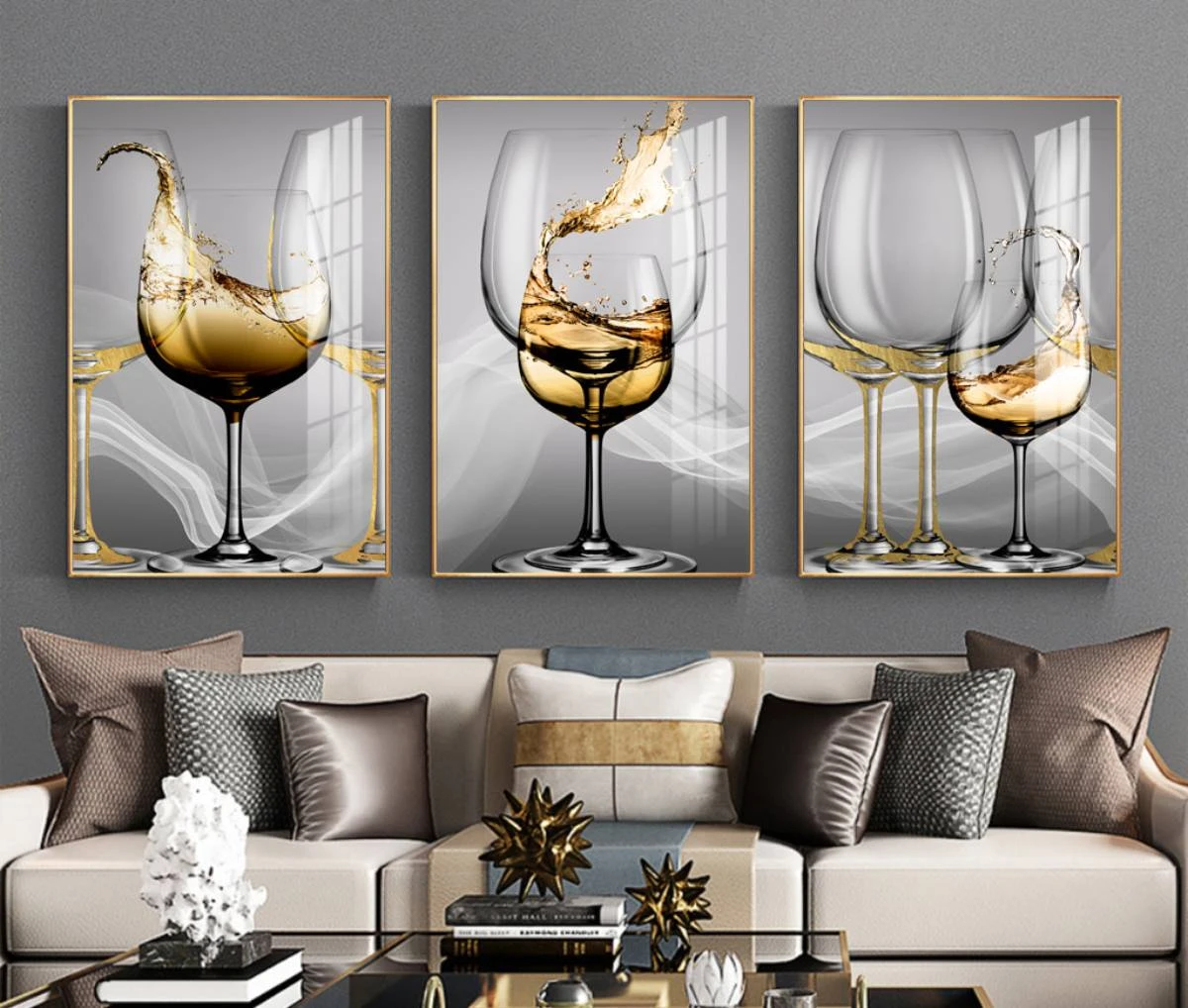 סט תמונות זכוכית של כוסות יין מותאם לפינת אוכל או למטבחים מעוצבים דגם 3728509
