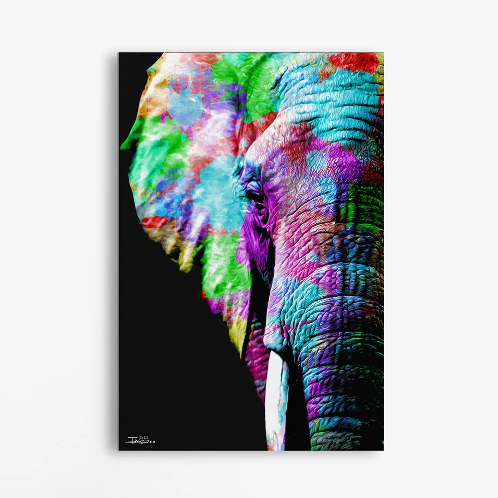 תמונה בצבע טורקיז למשרד פיל הודי ציור מיוחד בעלי חיים - דגם alvtm46p2282