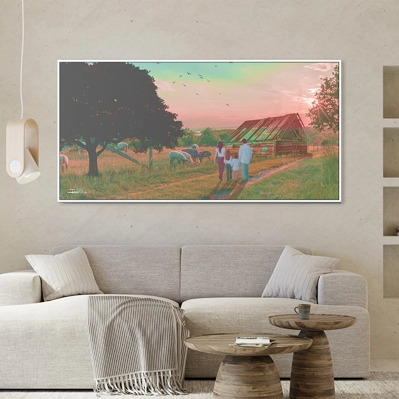 תמונה אופקית כפרית הטיול האחרון בכפר לקליניקה תמונת קנבס רטרו - דגם 135420