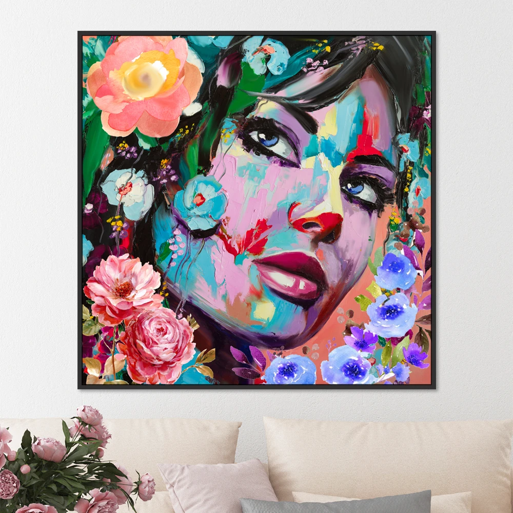 ציור יפה של אלת הפרחים תמונת פופ ארט על קנבס לתלייה בלובי או בסלון דגם 906096