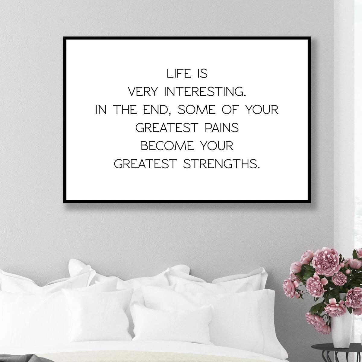 משפט לחיים תמונת השראה למשרדים מעוצבים או לחדר שינה בסגנון מינימליסטי דגם 3728567