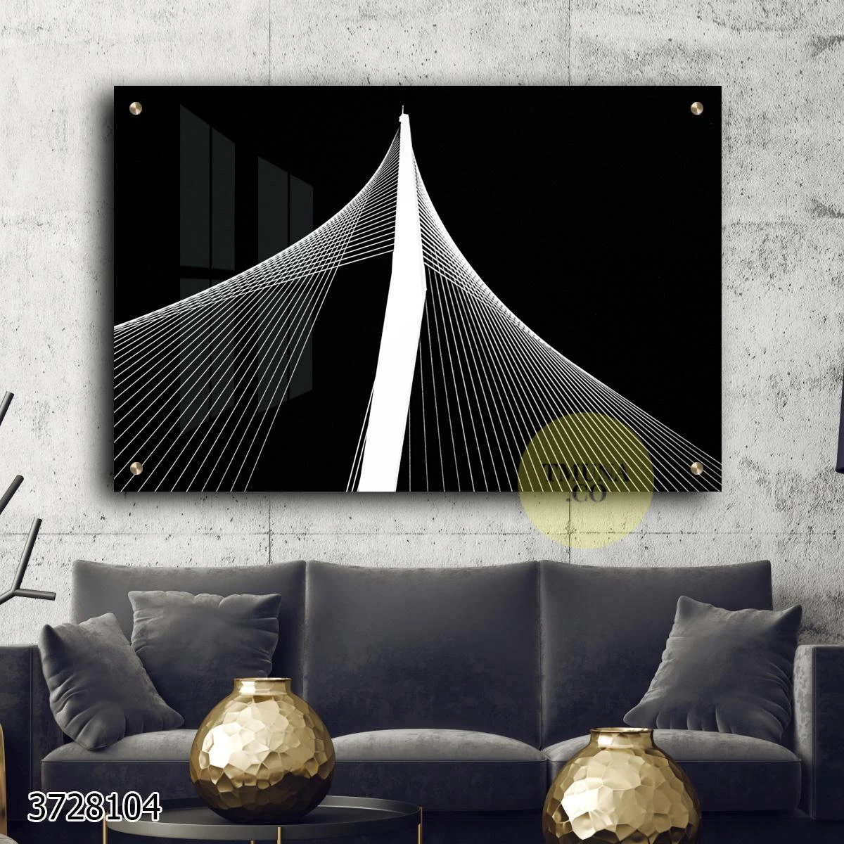 גשר המיתרים סגנון מינימליסטי - תמונה בסגנון קו של ירושלים לסלון או משרד דגם 3728104