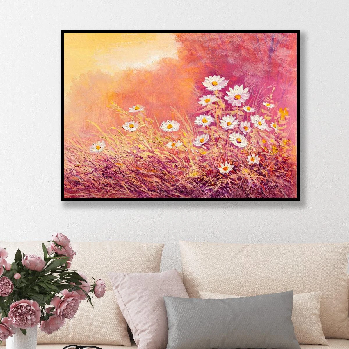 ציורים יפים | תמונה של פרחים בטבע על קנבס או זכוכית לסלון למסדרון או לפינת אוכל דגם 3728381