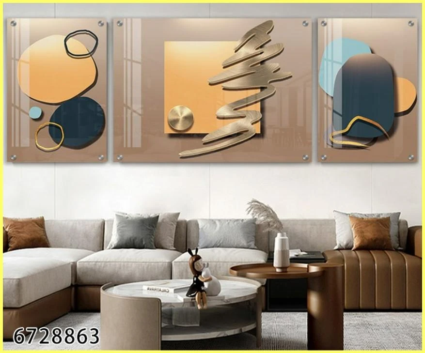 ‏‏תמונות לסלון מעוצב בהדפסה על זכוכית אבסטרקט הנדסי מודרני דגם 6728863