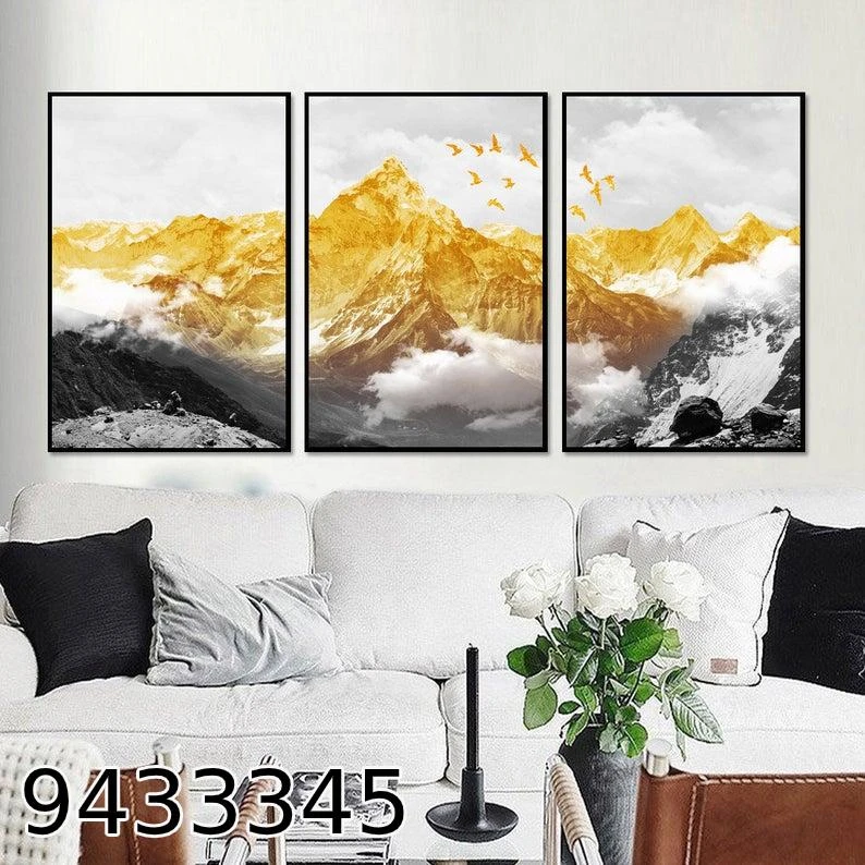 סט 3 תמונות של נוף של הרים תמונות יוקרתיות לסלון מק"ט 9433345