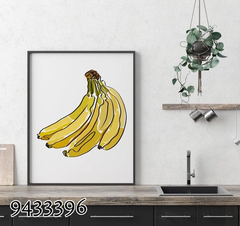 בננה - ציור למטבח על תמונת קנבס מק"ט 9433396