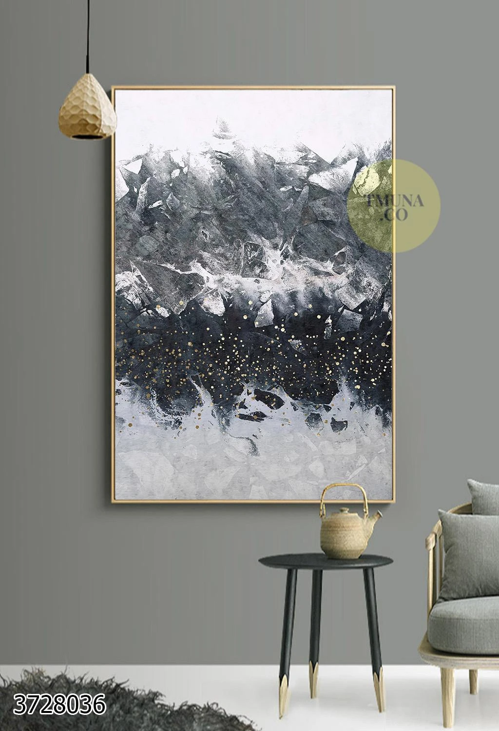 תמונה 'רכס הרי האלפים' בצבעים שחור אפור ולבן ציורים יפים על קנבס בסגנון אבסטרקטי לסלון מודרני לחדר שינה דגם 3728036