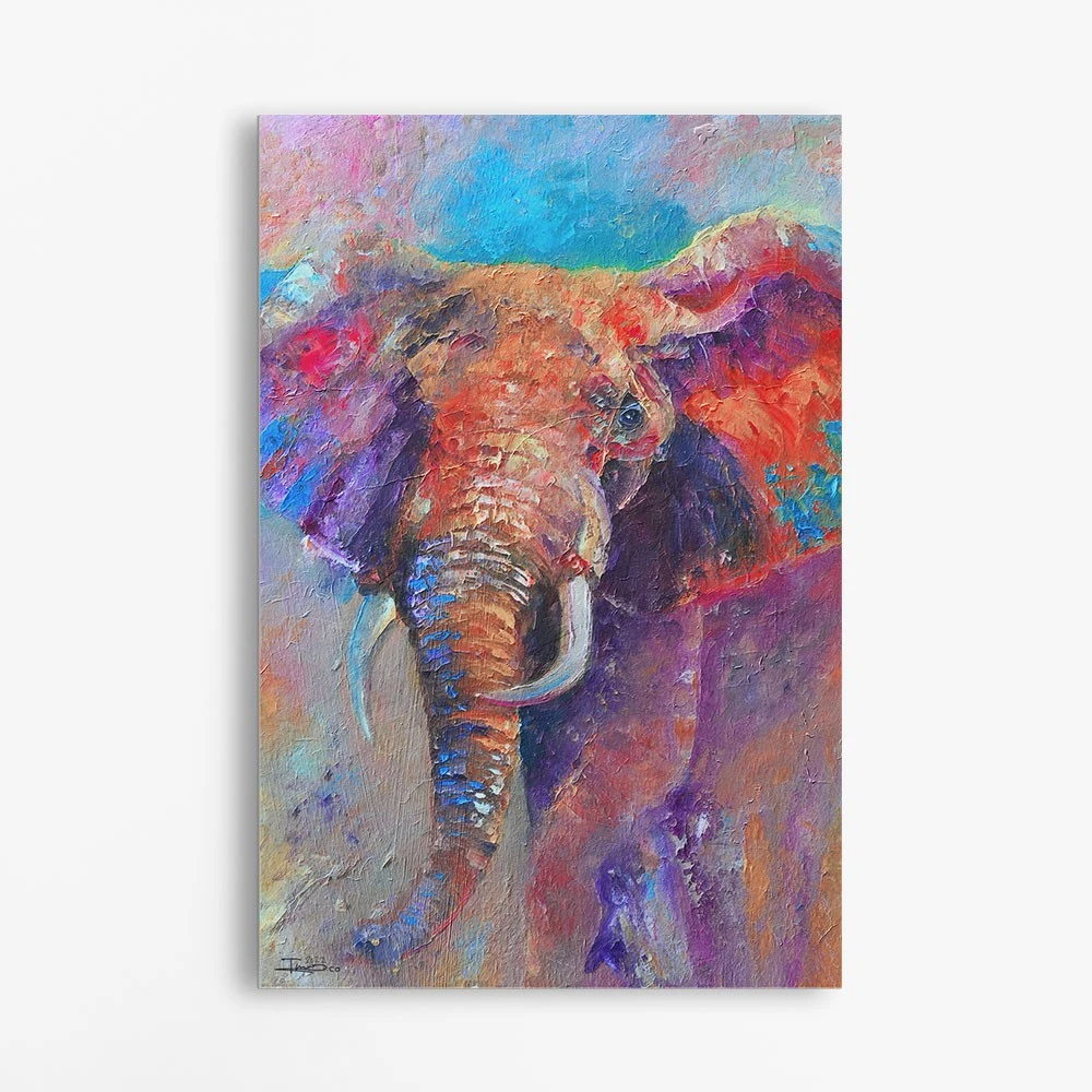 תמונה בצבע טורקיז למשרד ציור פיל עיצוב ייחודי בעלי חיים - דגם alvtm46p2287