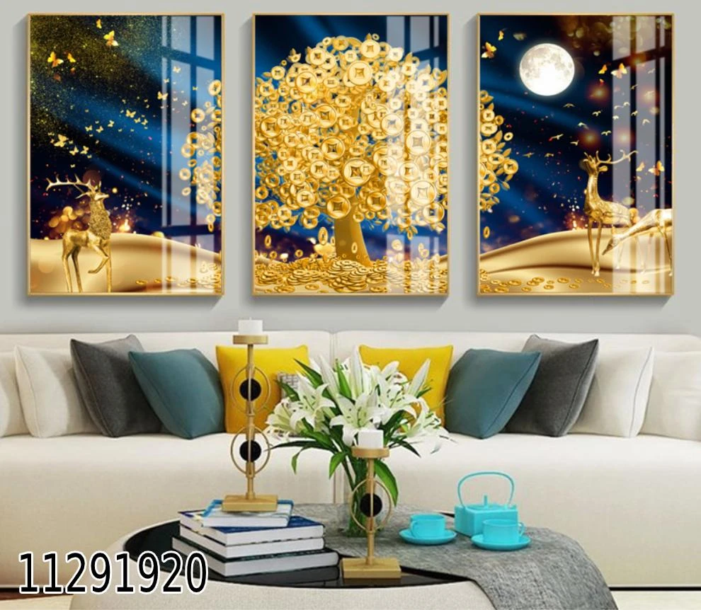 סט תמונות קנבס לסלון עץ הזהב דגם 11291920