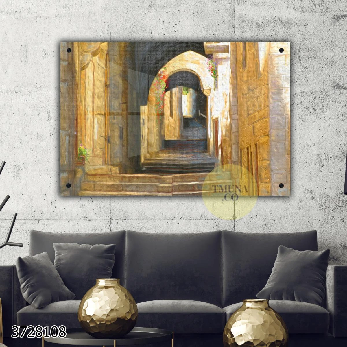 ירושלים העיר העתיקה - תמונת ציור על זכוכית לסלון או פינת אוכל דגם 3728108